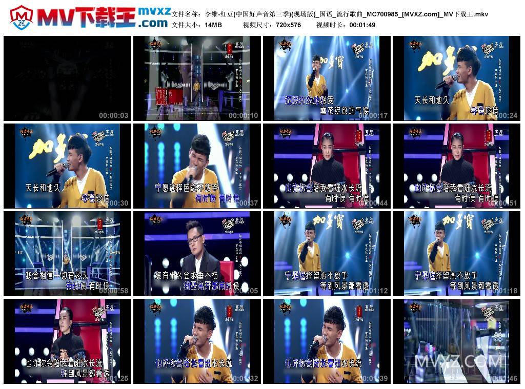李维-红豆(中国好声音第三季)(现场版)_国语_流行歌曲_MC700985